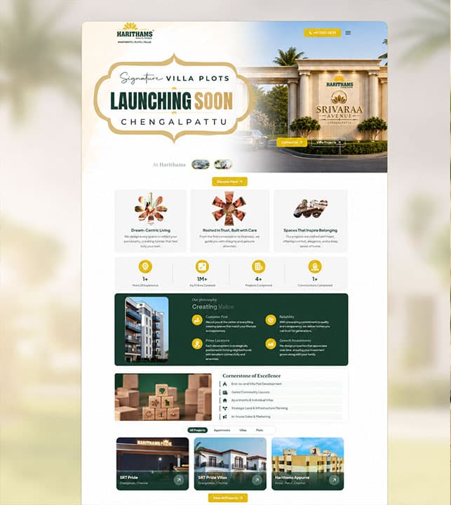 Harithams – Real Estate & Property Website Design 1